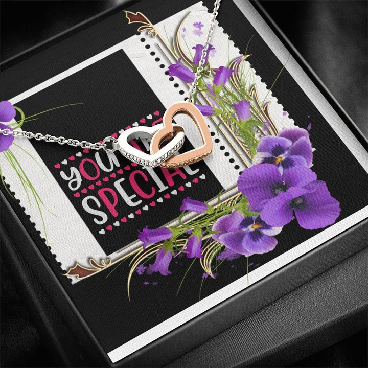 You're Special Interlocking Hearts Flower Frame Necklace Gift For Mom