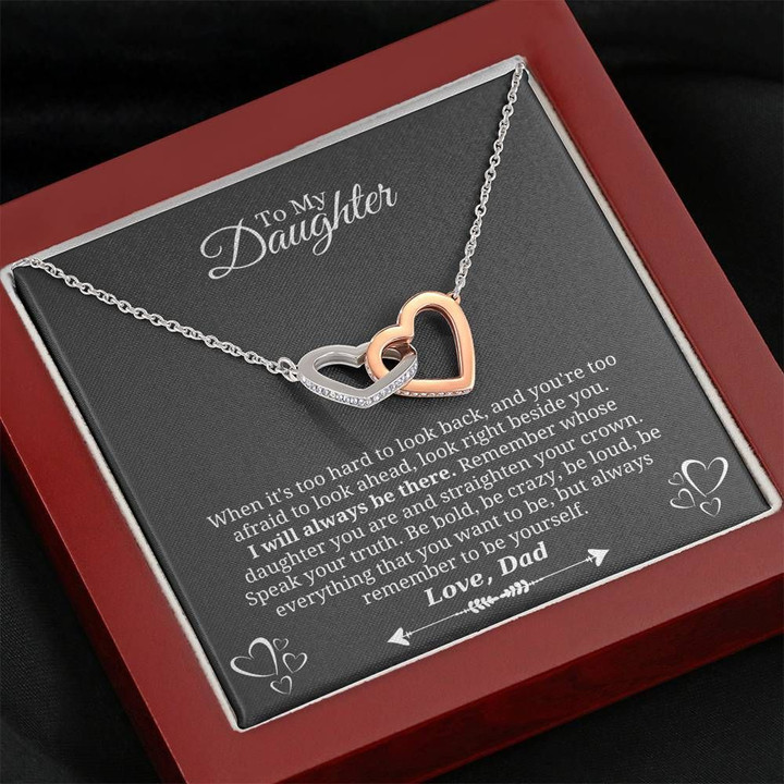 Interlocking Hearts Necklace Dad Gift For Daughter Always Remember To Be Yourself