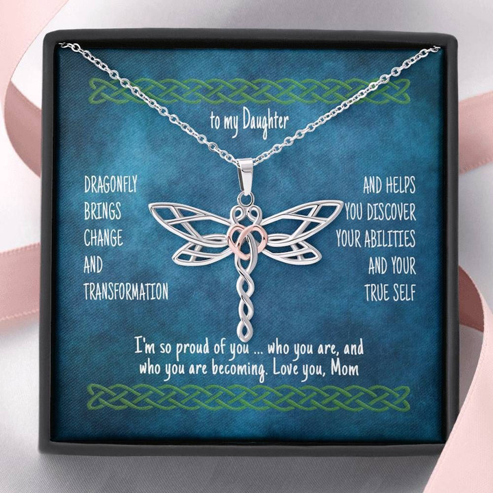 Mysteries Mom Gift For Daughter Dragonfly Dreams Necklace I'm So Proud Of You