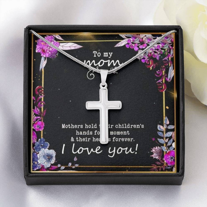 Mothers Hold Their Children's Hands Cross Necklace Gift For Mom