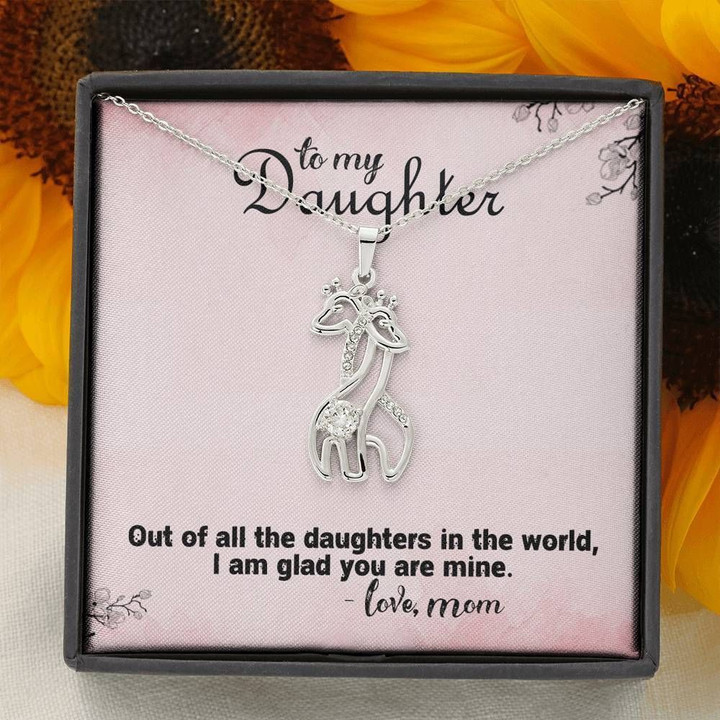 Mom Gift For Daughter Giraffe Couple Necklace I Am Glad You Are Mine