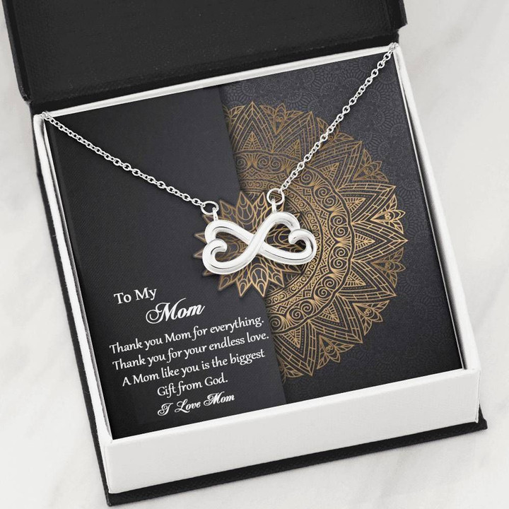 Thank You Mom For Everything Infinity Heart Necklace Gift For Mom