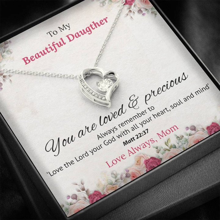 Mom Gift For Daughter Forever Love Necklace You Are Loved And Precious