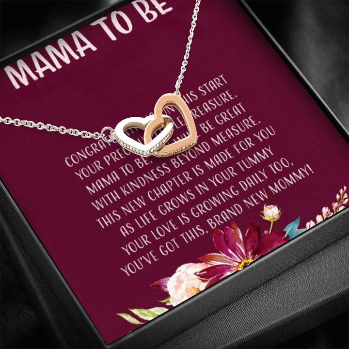Interlocking Hearts Necklace Gift For Mom To Be Congratulation This Start