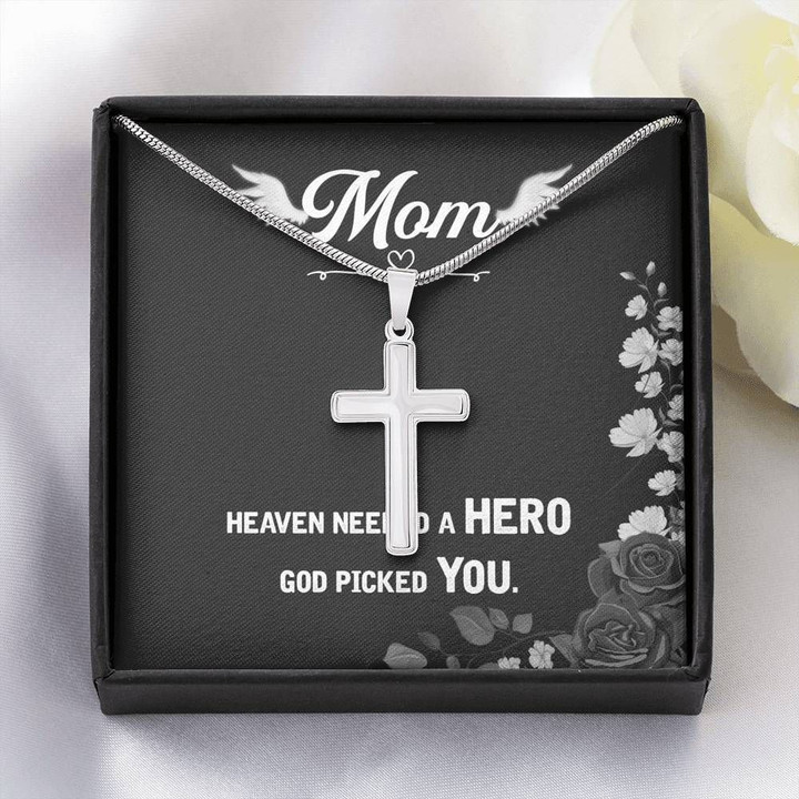 Heaven Needed A Hero God Picked You Cross Necklace Gift For Mom
