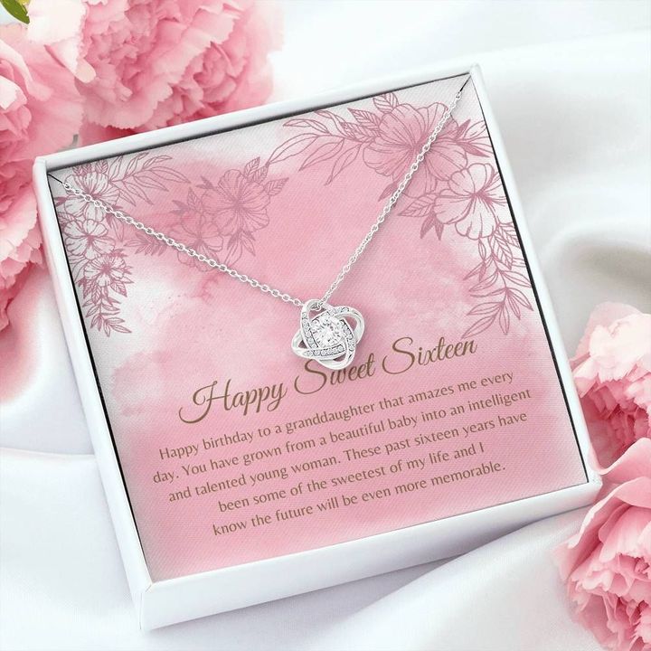 Happy Sweet Sixteen Gift For Granddaughter Love Knot Necklace