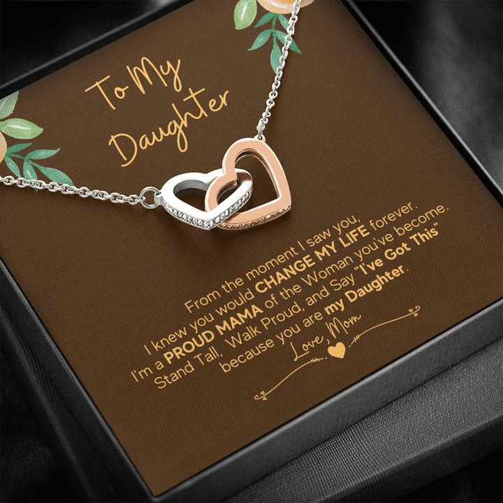 Interlocking Hearts Necklace Mom Gift For Daughter I Knew You Would Change My Life