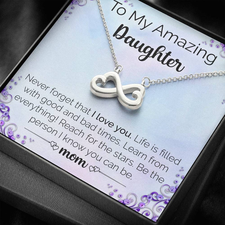 Infinity Heart Necklace Mom Gift For Daughter Reach For The Stars