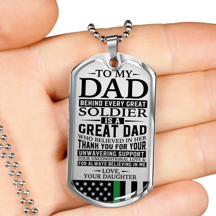 Green Line Dog Tag Necklace Daughter Son Gift For Dad Thank For Believing In Me