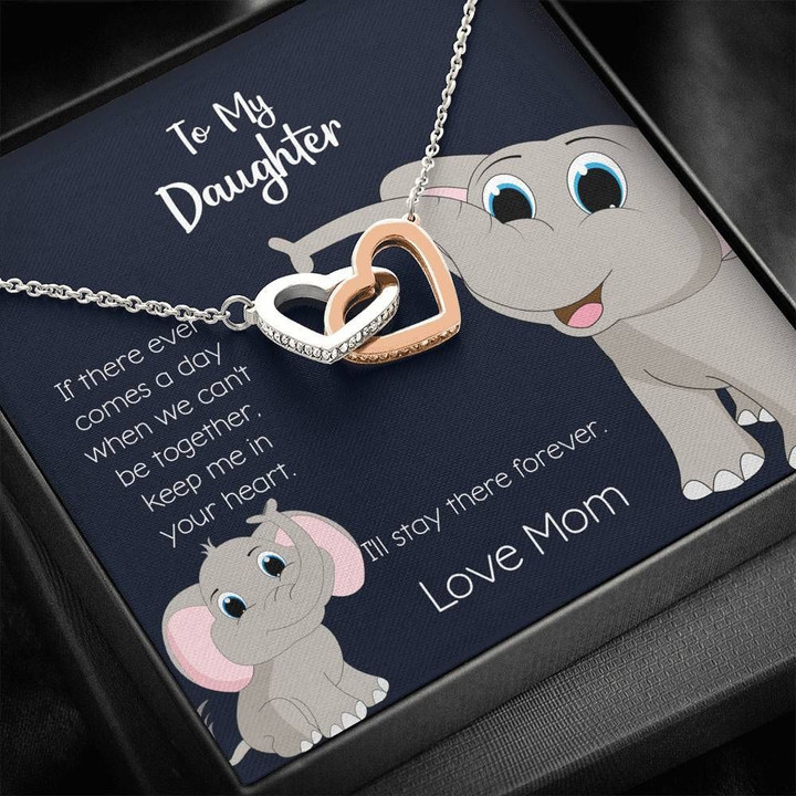 Elephant Mom Gift For Daughter Interlocking Hearts Necklace I'll Stay There Forever