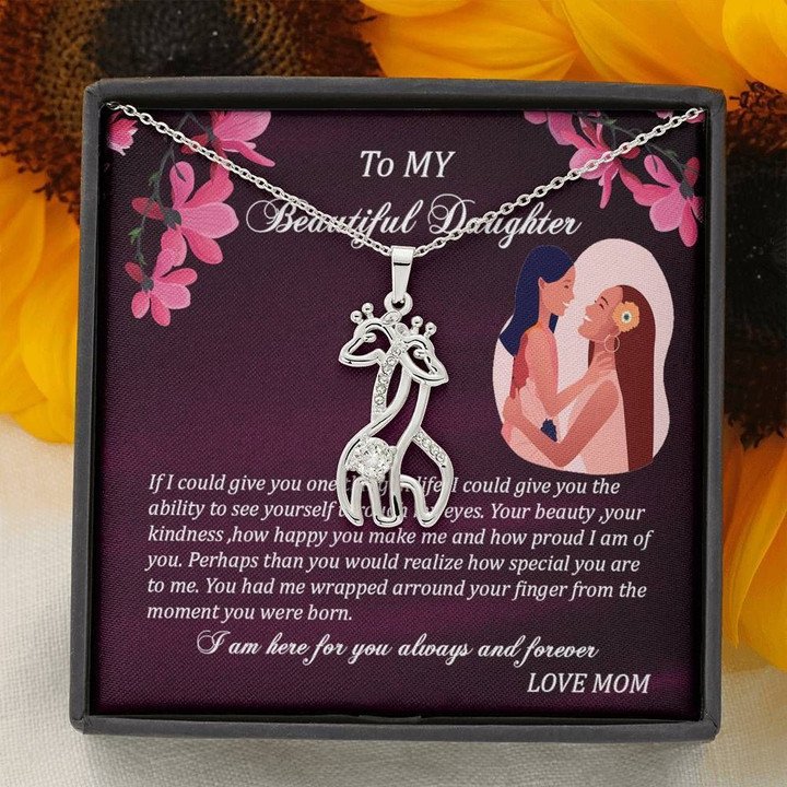 Giraffe Couple Necklace Mom Gift For Daughter I'm Here For You Always And Forever