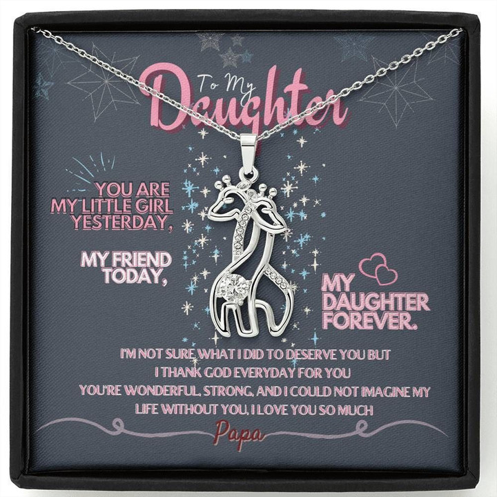 Papa Gift For Daughter Giraffe Couple Necklace I Love You So Much