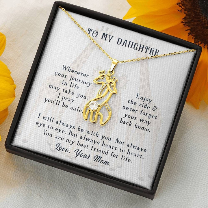 Giraffe Couple Necklace Mom Gift For Daughter I Pray You'll Be Safe
