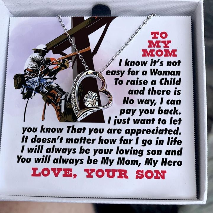 Lineman Son Gift For Mom Mama Forever Love Necklace You'll Always My Hero