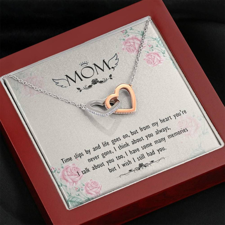 Interlocking Hearts Necklace Gift For Mom I Think About You Always