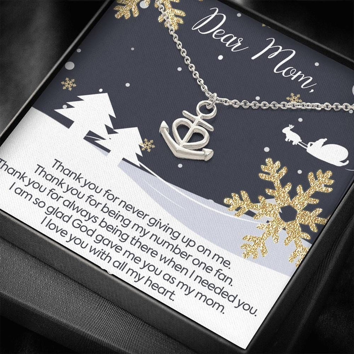 Thank You For Never Giving Up On Me Anchor Necklace Gift For Mom