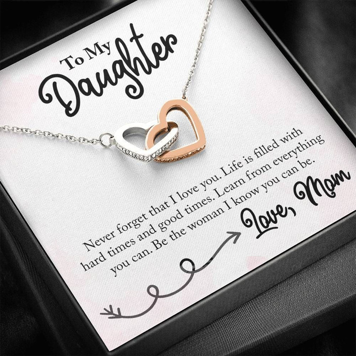 Lovely Mom Gift For Daughter Interlocking Hearts Necklace Never Forget That I Love You