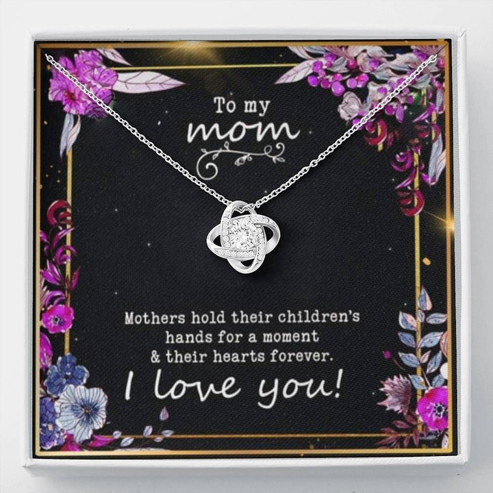 Night Flower Gift For Mom Love Knot Necklace Mothers Hold Their Hearts Forever