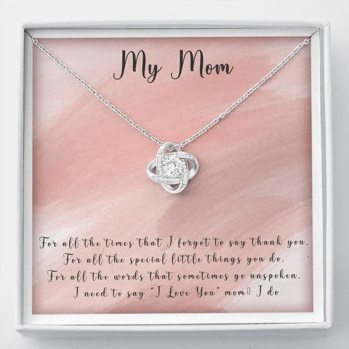 Pink Marble Mom Gift For Daughter Love Knot Necklace I Love You