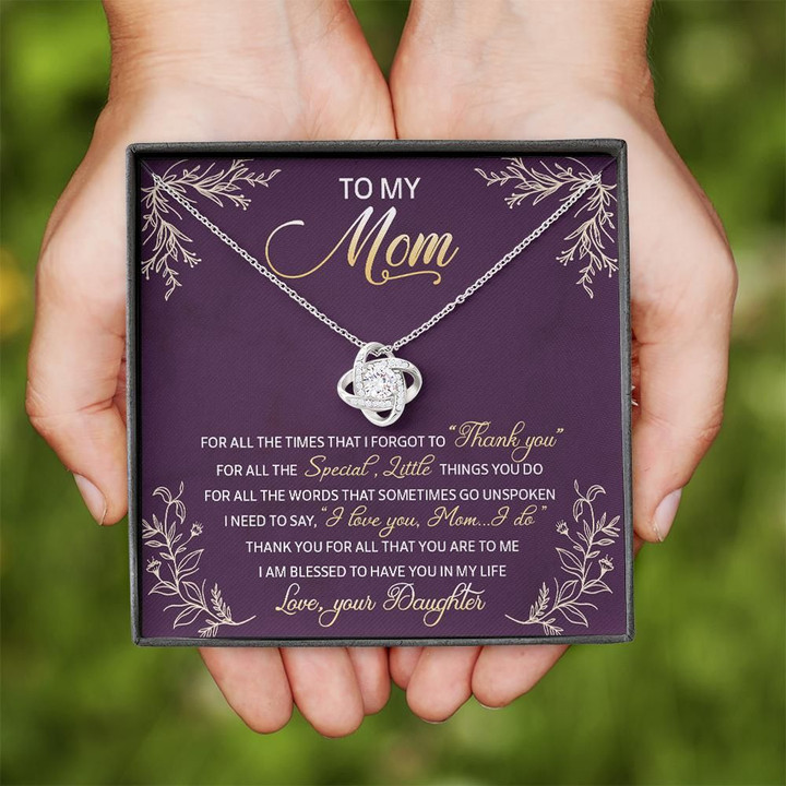 I Love You Mom Love Knot Necklace Gift For Mother