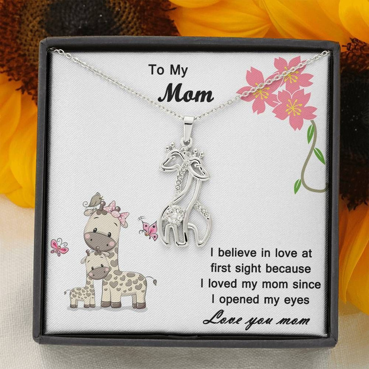 Gift For Mom Mama Giraffe Couple Necklace I Believed In Love At First Sight