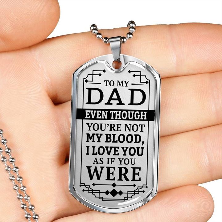 Gift For Step Dad Dog Tag Necklace Love You Like Blood