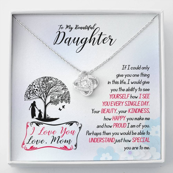 Mom Gift For Daughter Love Knot Necklace How Happy You Make Me