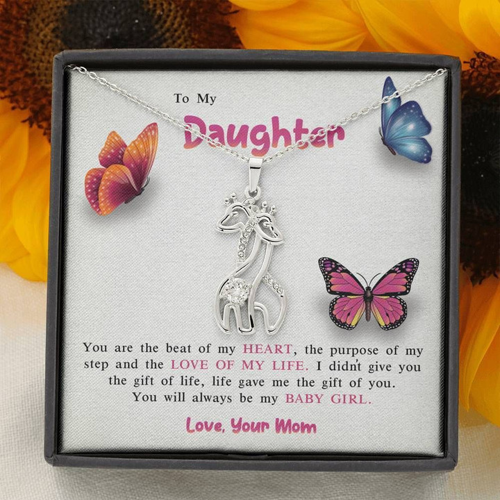 The Love Of My Life Butterflies Giraffe Couple Necklace Mom Gift For Daughter