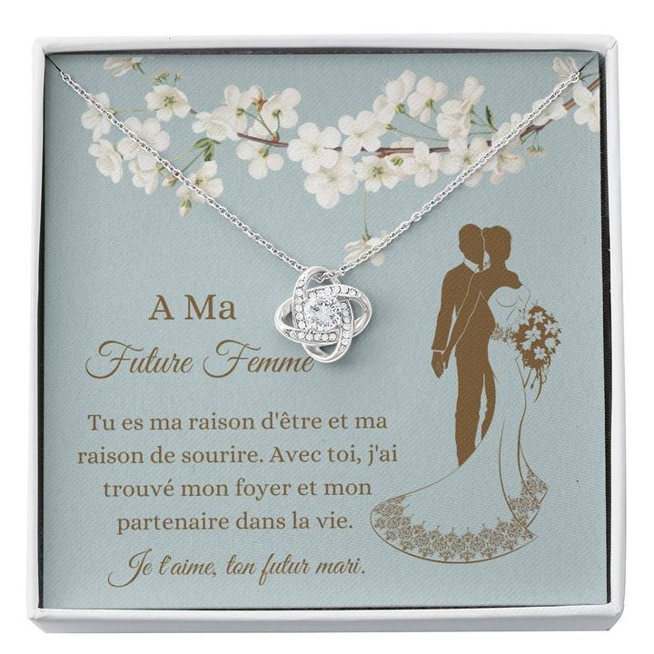 Love Knot Necklace Gift For Wife Future Femme French Fiancée Message Card
