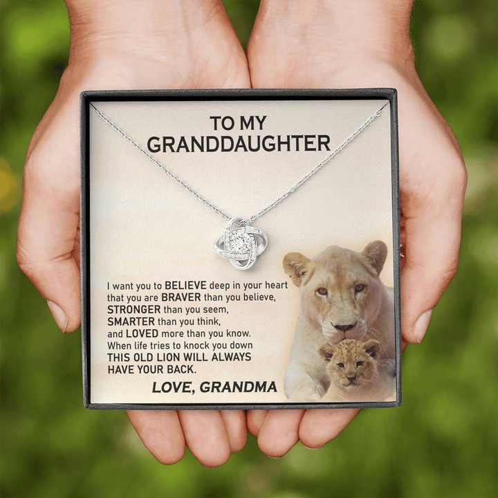 Grandma Gift For Granddaughter Love Knot Necklace Lion You're Loved
