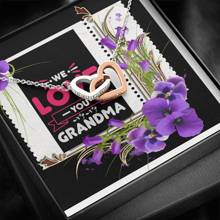 Purple Flower Grandma Gift For Granddaughter Interlocking Hearts Necklace We Love You