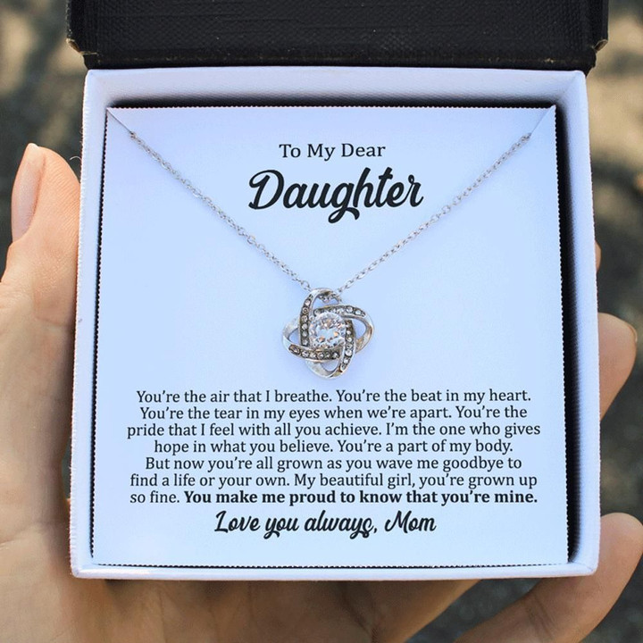 Gift For Daughter Proud To Know That You're Mine Love Knot Necklace