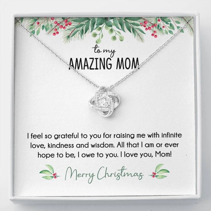 Merry Christmas Love You Gift For Mom Love Knot Necklace