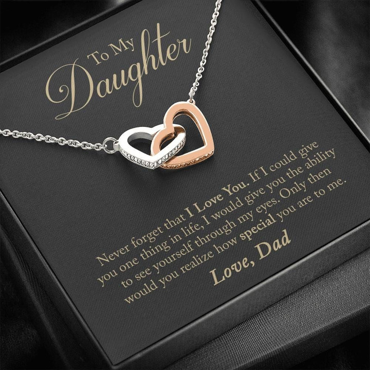 Gold Text Dad Gift For Daughter Interlocking Hearts Necklace How Special You Are To Me