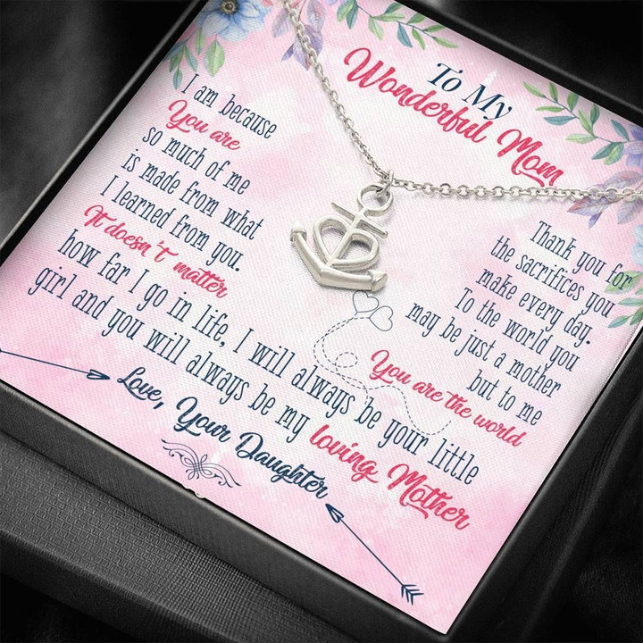 Daughter Gift For Mom Anchor Necklace You Are The World