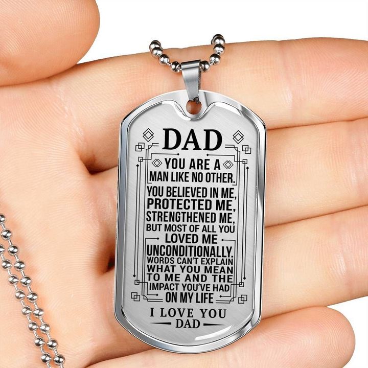 Gift For Dad Dog Tag Necklace Thank For Believing In Me