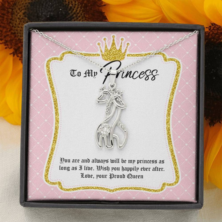 Queen Gift For Princess Giraffe Couple Necklace Wish You Happy Ever After