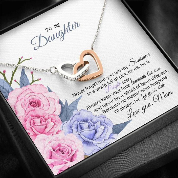 Mom Gift For Daughter Interlocking Hearts Necklace Always Be By Your Side