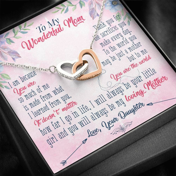 Daughter Gift For Mom Mama Interlocking Hearts Necklace You Are The World