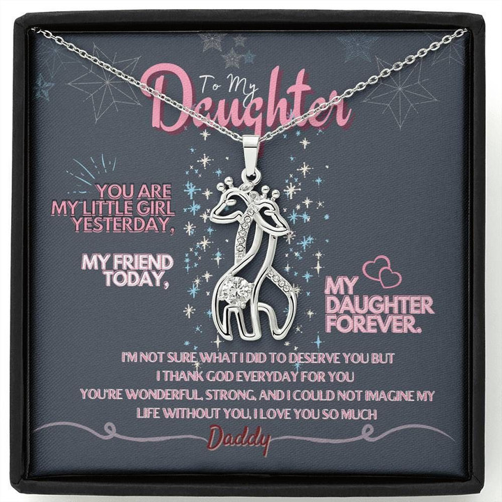 Mom Gift For Daughter Giraffe Couple Necklace You Are My Little Girl Yesterday