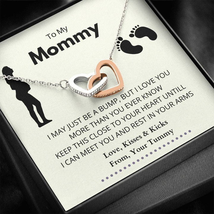 Black Footprints Gift For New Mama Interlocking Hearts Necklace Love You
