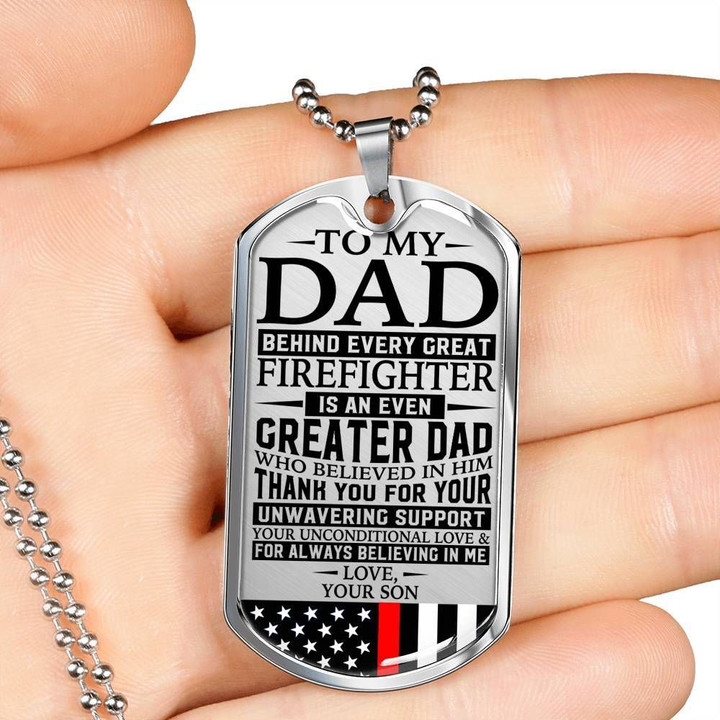 Gift For Firefighter Son Dog Tag Necklace Thank You For Always Believing In Me