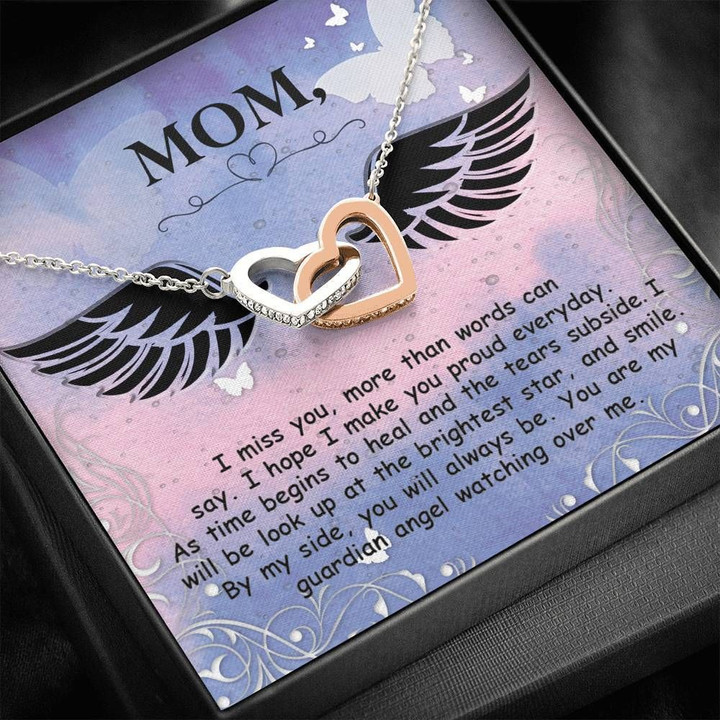 Gift For Mom Interlocking Hearts Necklace I Miss You More Than Words Can Say