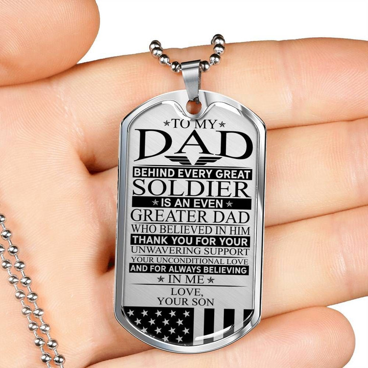 Dog Tag Necklace Gift For Soldier's Dad Thanks For Your Unwavering Support Unconditional Love