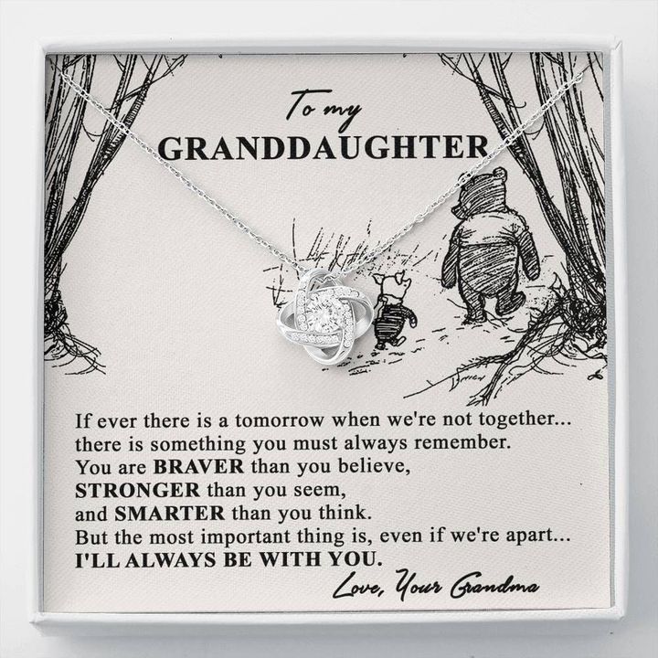 Grandma Bear Gift For Granddaughter Love Knot Necklace I'll Always Be With You