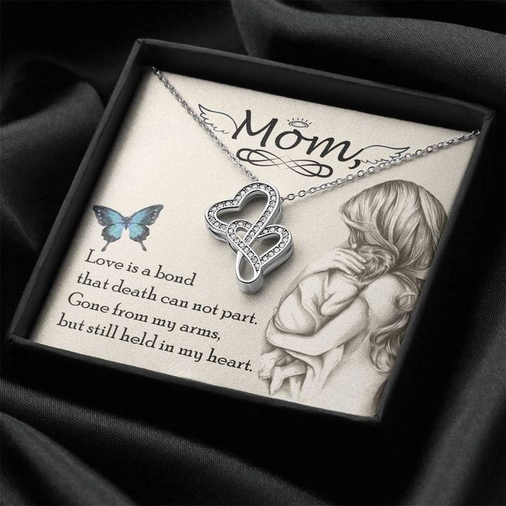 Double Hearts Necklace Gift For Mom Love Still Held In My Heart