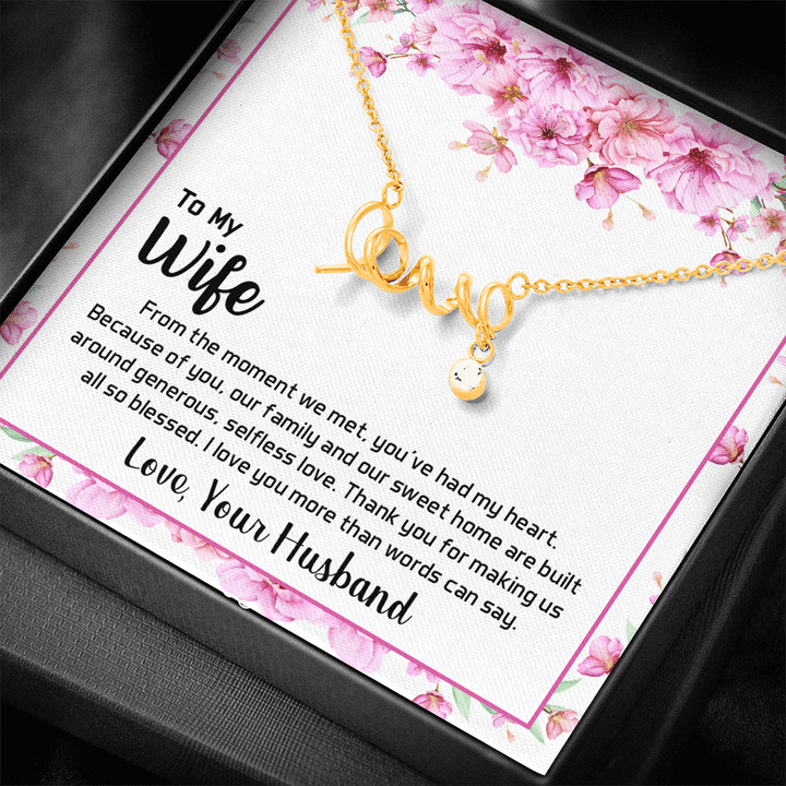 To My Wife From The Moment We Met Scripted Love Necklace