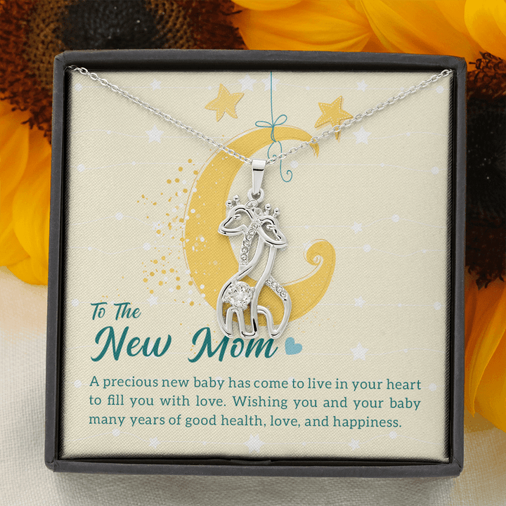 To The New Mom A Precious New Baby Giraffe Couple Necklace