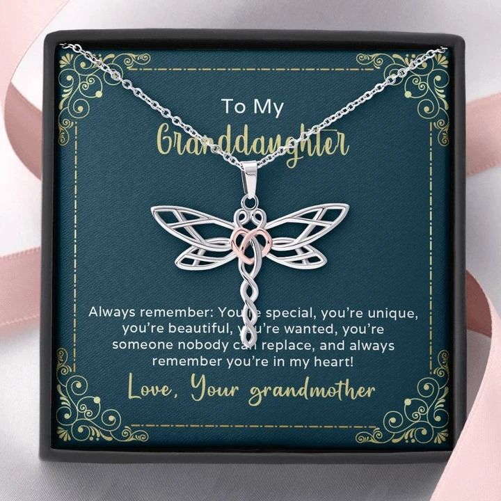To My Granddaughter Always Remember You're Special Dragonfly Dreams Necklace