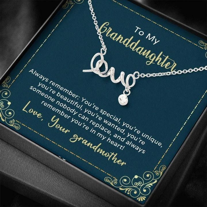To My Granddaughter Always Remember You're Special Scripted Love Necklace
